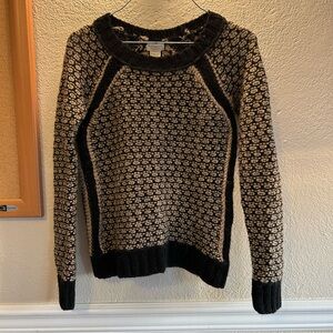 Club Monaco Patterned Black and Tan Sweater XS